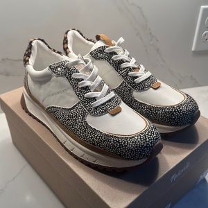 Madewell Women’s Trainer Sneakers in Leather/Calf Hair. Size 8.5. NEW.